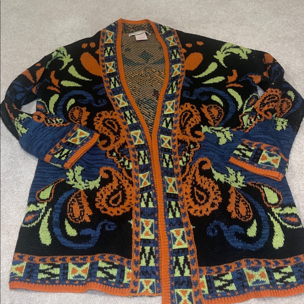 Flying Tomato Paisley Boho Cardigan size Large - Picture 4 of 5